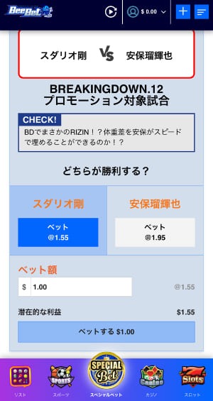 ベット金額を入力する