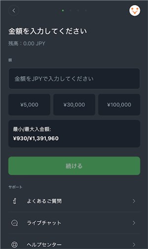 スポーツベットアイオー　入金　VegaWalletの入金額入力